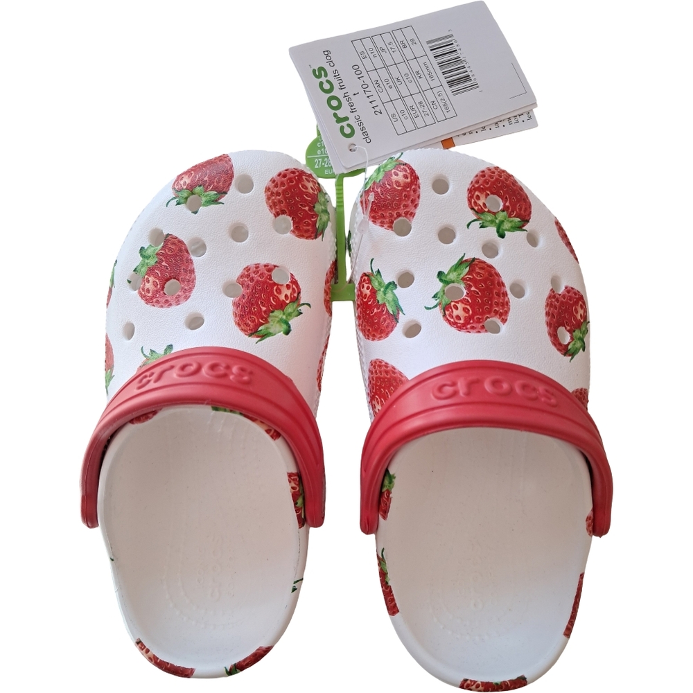 CROCS Girls Classic Fresh Fruit Clogs Strawberries Various Sizes New With Tags - Picture 7 of 13